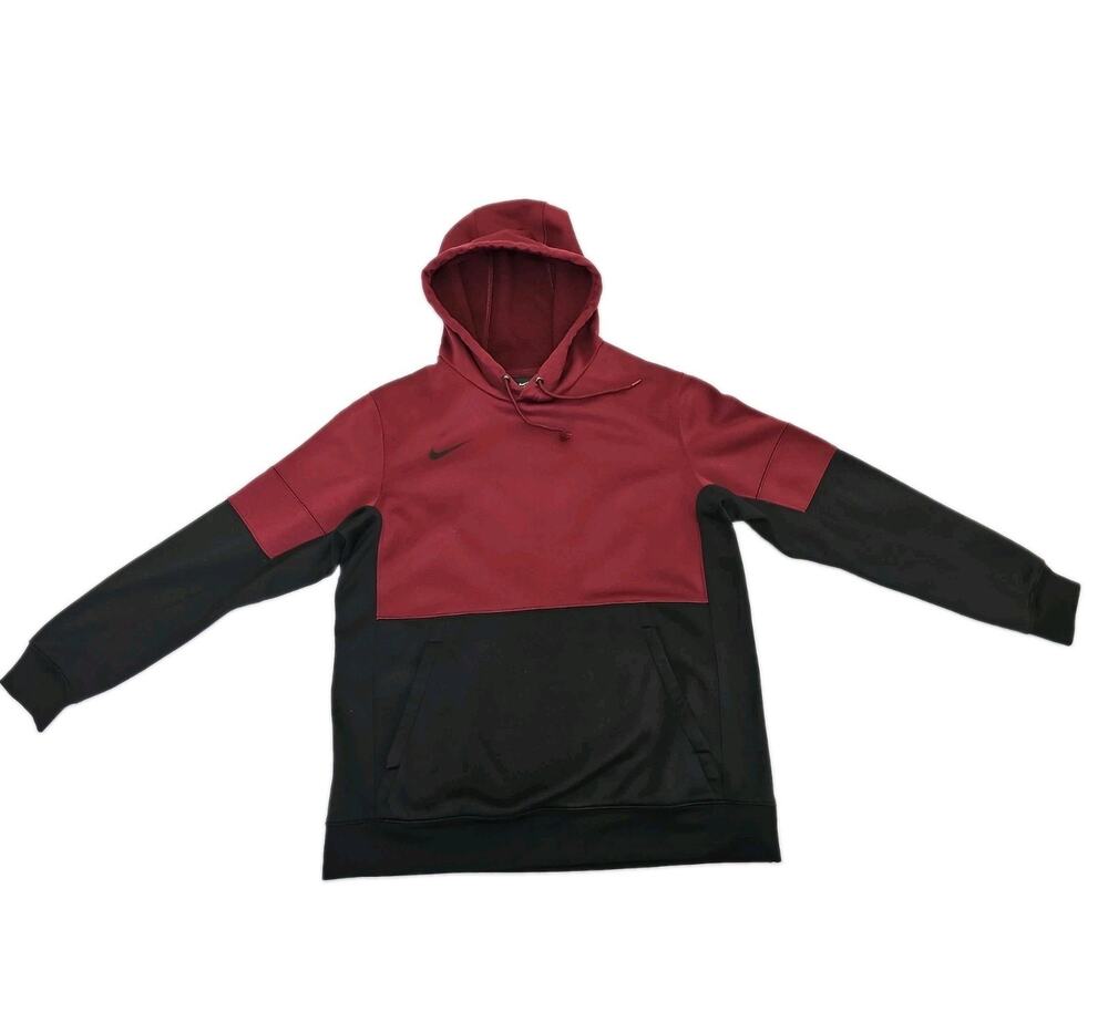 Nike Hoodie Sweatshirt Sportswear Pullover Burgundy Black Mens Large Kangaroo